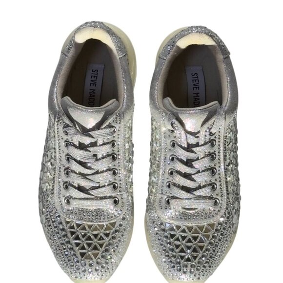 STEVE MADDEN Carrisa Women's Platform Sneaker Rhinestone-Embellished Size 7.5 - Picture 3 of 12